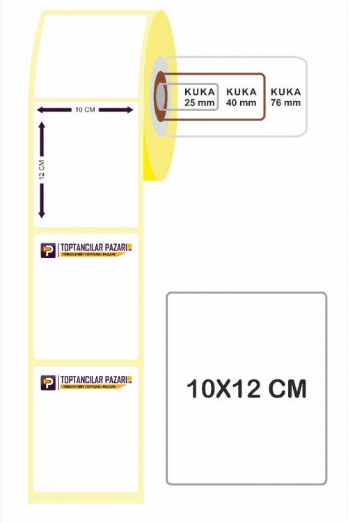 10X12 cm Lamine Termal Etiket Rulo 500 lü sarım
